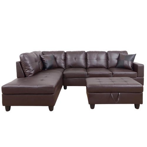 Espresso Sectional Couch With Ottoman 
