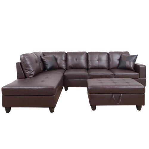 Espresso Sectional Couch With Ottoman