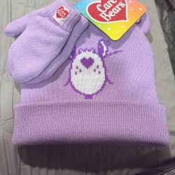 Care Bears beanie hat and matching mitten set