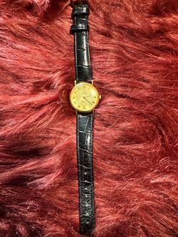 Women’s Vicence Milor Italy 14kt Gold Swiss Movement Watch Genuine Leather Black