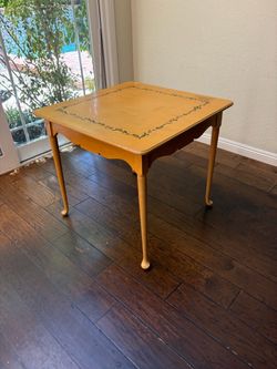 Wood Table with Floral Painted Top