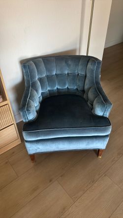 Vintage  Blue Velvet Arm Chairs (set of 2 )