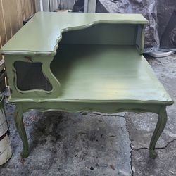 Vintage Two-Tier Corner End Table with Cabriole Legs