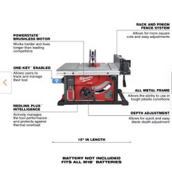 Milwaukee Fuel Table Saw 18v One Key Tool Only 