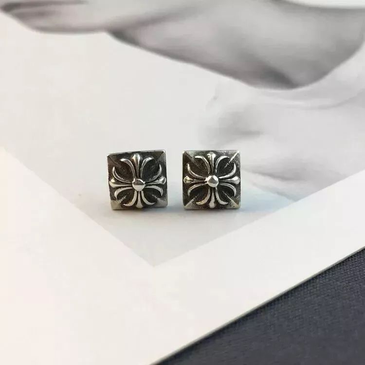 Chrome hearts 925 Silver cross stud earrings 2pc