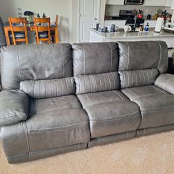 Grey Leather Couch (Lightly Used)