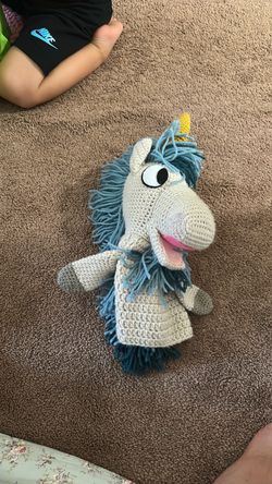 Handmade Crochet Unicorn Hand Puppet