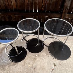 3 stackable mirrored tables