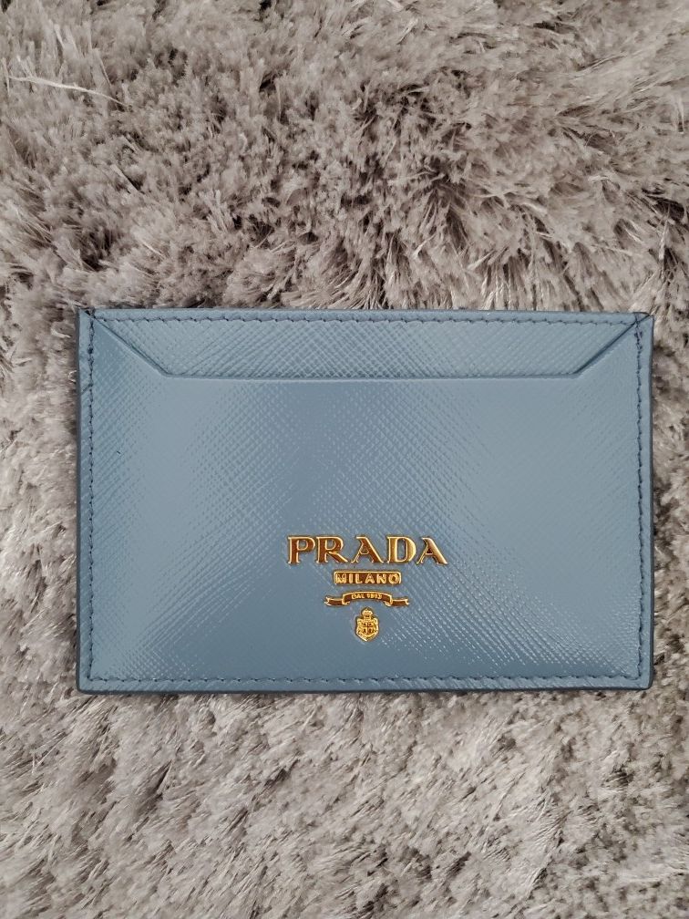 Prada Saffiano Slate Blue Card Case