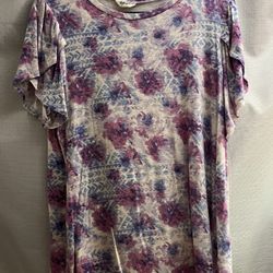 Women’s Size Xl Floral Short Sleeve Shirt 