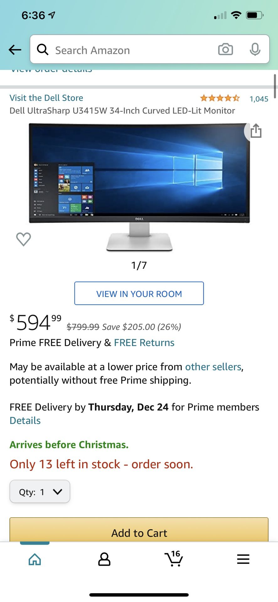 Dell 34 Inch Curved Wide Monitor