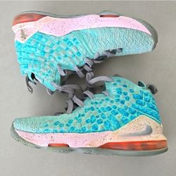 Nike LeBron XVII 17 South Beach Youth Size 5Y Light Aqua Shoes