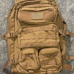 Falko Tactical Military Style Backpack - MOLLE, Heavy Duty, Mutliple Compartments, Brown