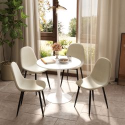 Charlton 4PC Chenille Fabric Dining Chair with Wooden Metal Legs