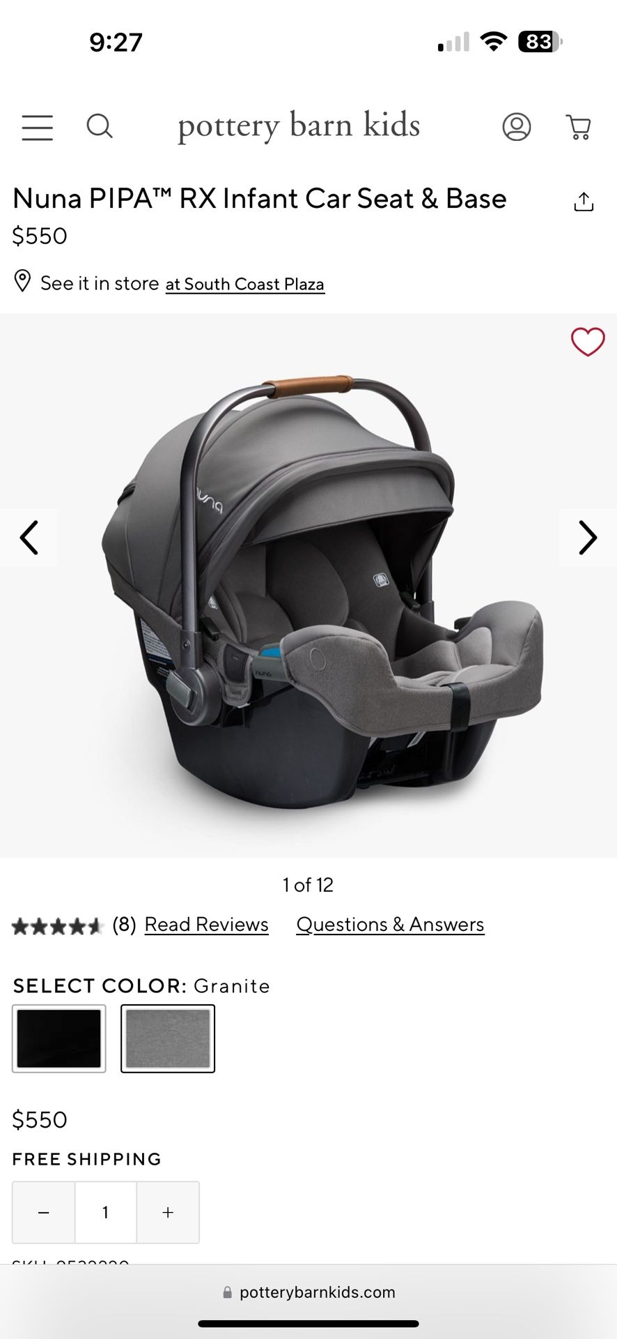 Nuna pipa Car seat