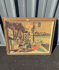 Pablo Picasso 1960s Juan Les Pins Beach Scene art  Framed by Illinois Moulding Co., pick up in Orting