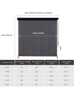 VICLLAX Outdoor Premium Roller Shades for Patio, Exterior Cordless Outdoor Blinds Porch Shades with Aluminum Valance (8' W X 8' L), Anthracite Grey