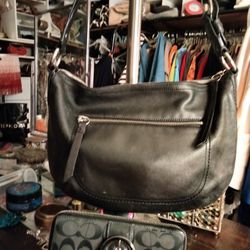Coach Combo:. All Leather Coach Shoulder Bag And Large Triple Compartment Wallet