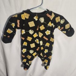 Wonder Nation Black and Yellow Footies with Cartoon Food Print