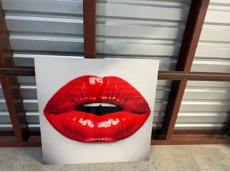 Large Red Lips Pop Art Canvas Print