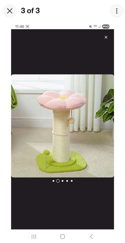 PAWZ Road 23" Cat Flower Scratching Post with Super Thick Scratcher Pole Bed Toy