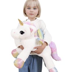 Plush Unicorn with sparkles and Gold Horn
