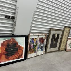 Lot Of 6 Vintage Pieces Of Framed Floral Decor 