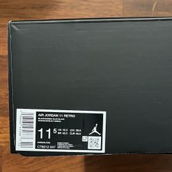 Size 11.5 - J11 Jordan 11 Gamma - New