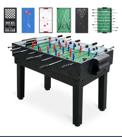 NEW Freestanding foosball & 10 Game Table - shuffleboard, ping pong, chess, cards, checkers and more