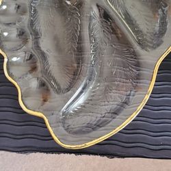 GOLD    TRIMMED     CRYSTAL      DISH