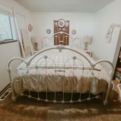 Iron King/ California King Bed Frame With Box Springs 