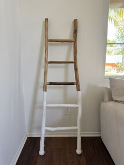 Anthropologie White-Dipped Decorative Ladder