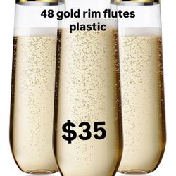 48 Champagne Plastic Flutes NEW IN BOX