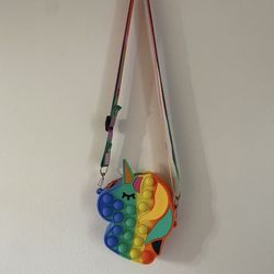 Pop It Fidget Mini Toy Purse Unicorn Silicon Design - Stress Reliever Push Bubbles.  
