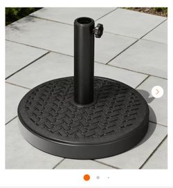 45 lbs. Cement and Steel Heavy-Duty Round Patio Umbrella Base in Black