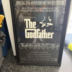 BEAUTIFUL FRAMED This is a framed 27x40 inch movie poster for the 25th Anniversary presentation of the film The Godfather. 