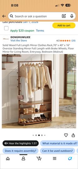 Clothing rack with mirror
