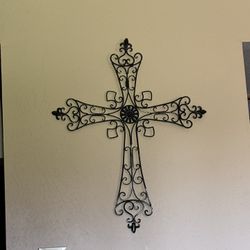 Large Black Rod Iron Wall Cross