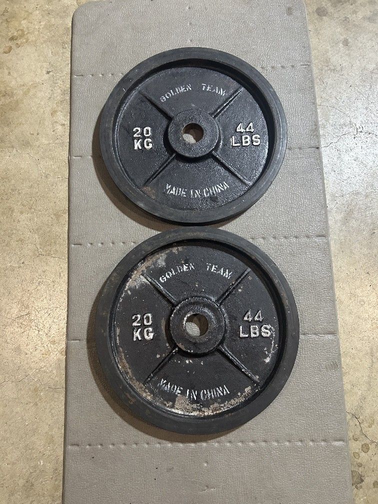 Set Of 44lb Rubber Rimmed Olympic Weight Plates