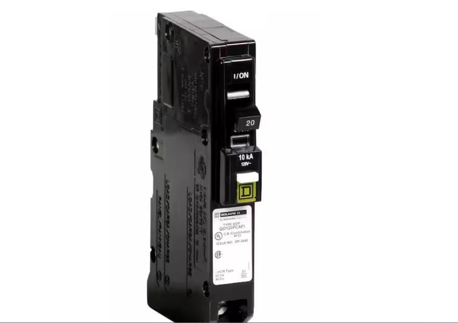Square D QO 20 Amp Single-Pole Plug-On Neutral Combination Arc Fault Circuit Breaker
