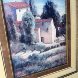 Painting Of Mediterranean/ Spanish Style Village
