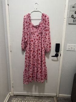 Pink Heart Plus Size Floral Dress - 1XL