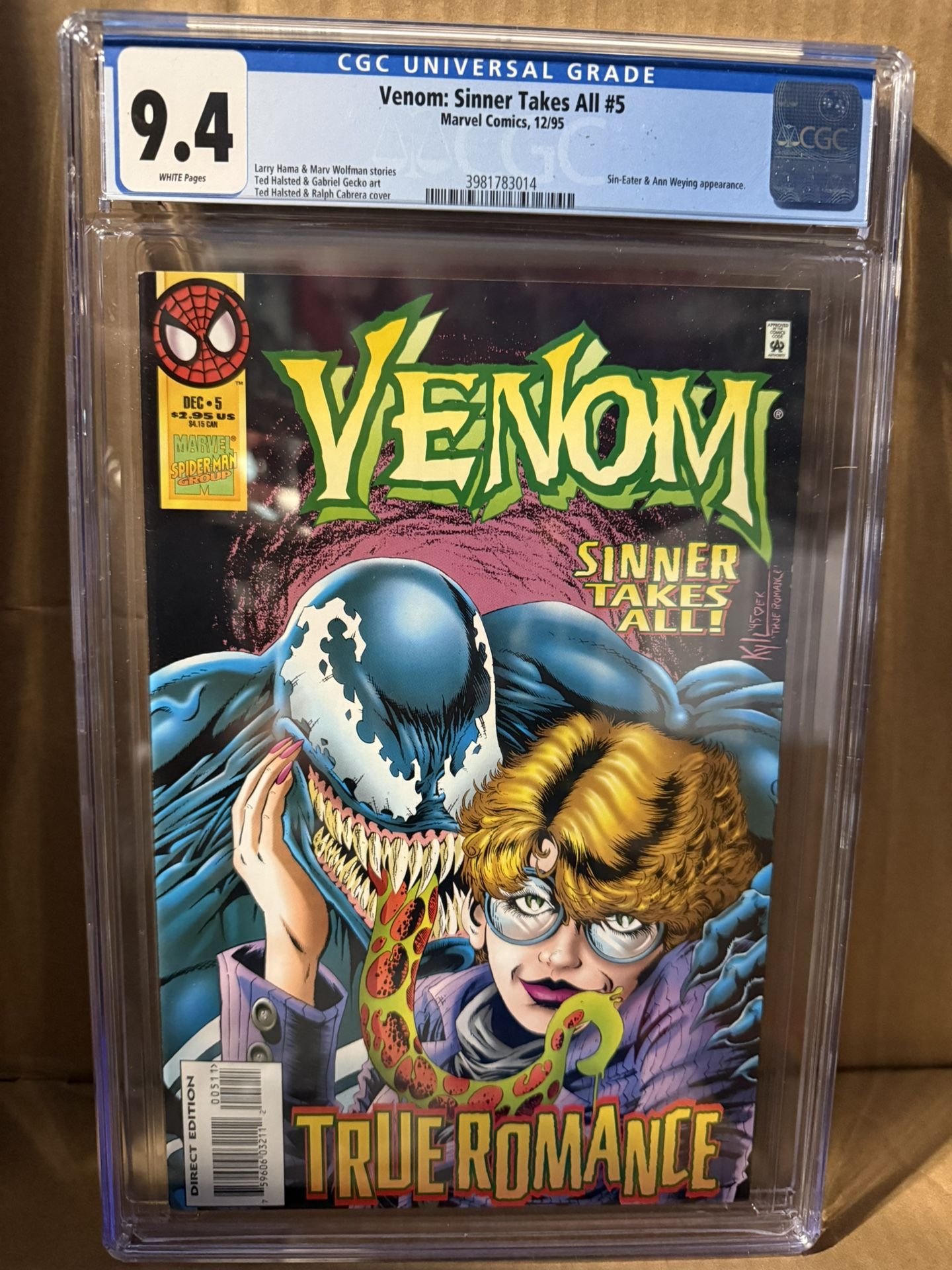 Venom CGC 9.4 Sinner Takes All! Marvel Spider-Man