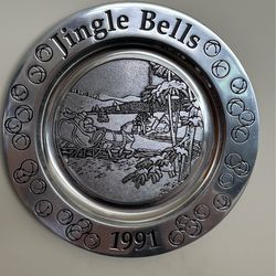 NIB Wilton Armetale 1991 Jingle Bells  Limited edition collectible plate