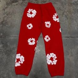 Red denim tear sweats Dm me if interested we could work the price out 