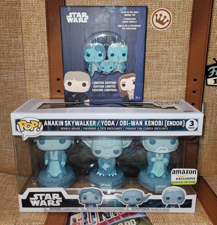 Funko Pop! Starwars Glow in the Dark Bundle (Pin and 3pack)