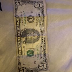 1995 Old 5 dollar bill collectible