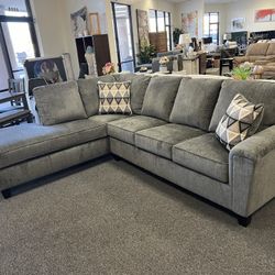 Grey Sectional With Large Chaise 