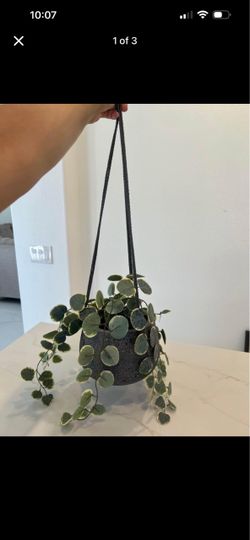 Artificial plant & stone hanging vase
