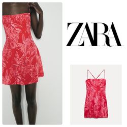 ZARA. FLORAL PRINT MINI DRESS - Multicolored XS
